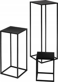 Fém virágtartó, fekete, 3 db-os szett