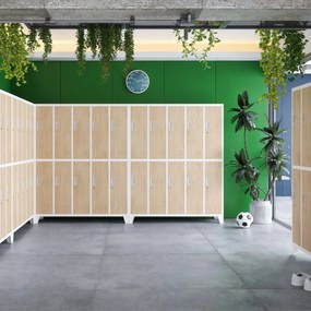 Pléh öltözőszekrény lábakon, 10 rekeszes BARTEK, 1360 x 1720 x 450 mm, Eco Design: fehér/ sonoma tölgy
