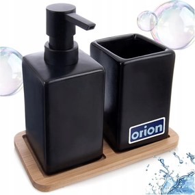 Fürdőszobai szett szappan adagoló gél bögre állvány fekete bambusz