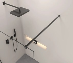 Erga Paris, Walk-In zuhany paraván 150x200 cm, 8mm átlátszó üveg, fekete profil, ERG-V02-PARIS-150x200-CL-BK