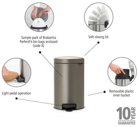 Szürke acél pedálos szemetes 12 l NewIcon – Brabantia