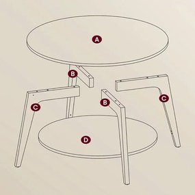 NORDIC dohányzóasztal, 80×45cm, barna Vasagle