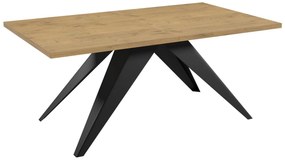 Asztal Oswego 113Fekete, Lándzsa tölgy, 76x80x140cm, Hosszabbíthatóság, Laminált forgácslap, Fém