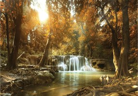 Fotótapéta Flizelina Őszi vízesés az erdőben Arany Harmónia 400x280 +ragasztó