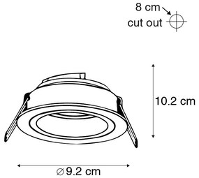 6 darabos modern, süllyesztett spotlámpa készlet fekete, 9,2 cm-es, forgatható és dönthető - Chuck