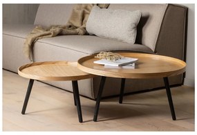 Mesa bézs-fekete dohányzóasztal, ø 60 cm - WOOOD