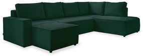 Sötétzöld kordbársony kinyitható sarokkanapé (jobb oldali-U alakú) Brave Dave – Miuform