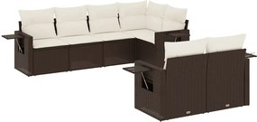vidaXL 7 részes barna polyrattan kerti ülőgarnitúra párnákkal