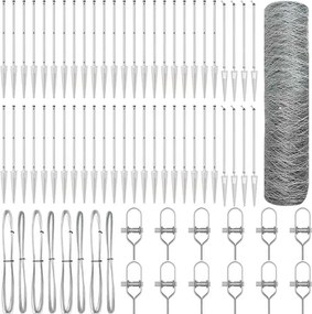 vidaXL Kerítésoszlop Ezüst 100 x 0,4 m (36 mm háló) Acél