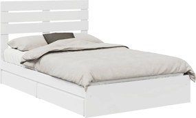 vidaXL Tárolós Ágy fejtámlával fiókkal Fehér 120 x 190 cm Faanyag