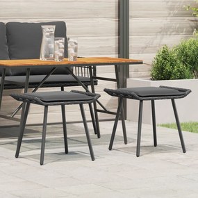 Kerti Zsámolyok 2 db Fekete 50x40x45 cm Polirattan
