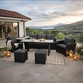 Avenberg AMICO Nagy családi kerti ülőgarnitúra - fekete/antracit