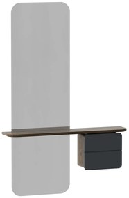 Antracitszürke-barna előszoba bútor tölgyfa dekorral One More Look – UMAGE