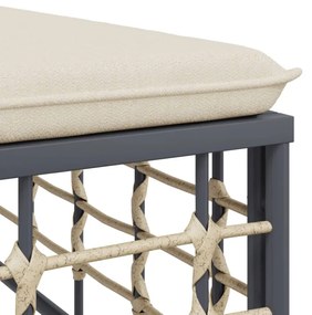 polyrattan kerti középső kanapé bézs párnákkal