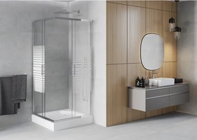 Mexen Rio 90 x 90 cm négyzet alakú zuhanykabin, fehér csíkok, króm + tálca , fehér - 860-090-090-01-20-4510