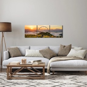 A hegy naplementekor képe (órával) (90x30 cm)