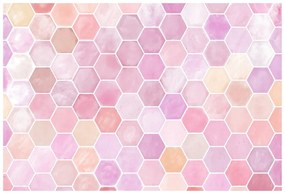 Tapéta rózsaszín hatszögletű minta