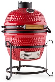Princesize, kamado grill, kerámia, 11", füstölés, BBQ, lassú főzés, piros