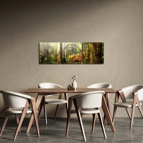 Kép egy szarvas az erdőben (órával) (90x30 cm)
