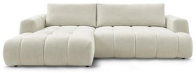 Bézs kinyitható-tárolóhelyes sarokkanapé (bal oldali-heverő résszel) Fuji – Bobochic Paris