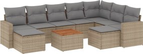 vidaXL 10 részes vegyes bézs polyrattan kerti ülőgarnitúra párnákkal