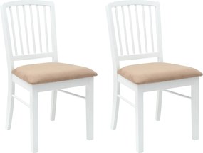 vidaXL Étkező Székek 2 pcs Fehér 50 x 52,5 x 91 cm Tömör Gumi Fa