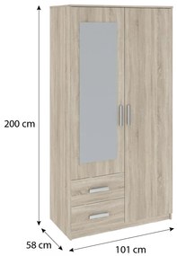 Verdana gardróbszekrény 100cm 2D2S Sonoma Oak N