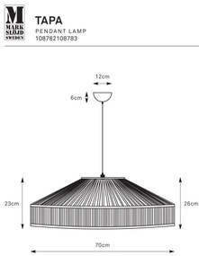 Markslöjd 108782 - Csillár zsinóron TAPA 1xE27/40W/230V fekete/bambusz