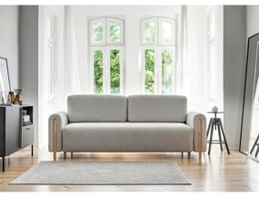 Világosszürke buklé kinyitható-tárolóhelyes kanapé 244 cm Arcadova – ELTAP