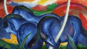 Marc, Franz - Festmény reprodukció Big blue horses, (40 x 22.5 cm)