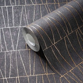 Fémezett tapéta antracit mozaik 395063