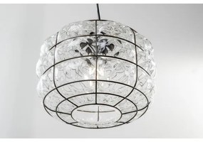 SIRU - Csillár zsinóron TERRA 1xE27/60W/230V fekete/átlátszó Velencei üveg