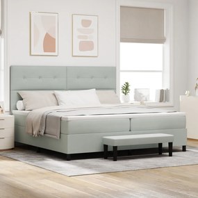 Box Spring Ágy Matraccal és Paddal Világosszürkében 200x200 cm Bársony