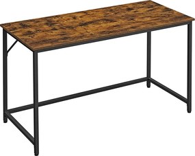 Íróasztal fém kerettel, kis irodai asztal, 140 cm, rusztikus barna