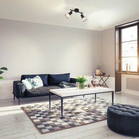 Fekete mennyezeti lámpa fém-rattan búrával 10x28 cm Straw – Fischer &amp; Honsel