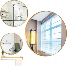 Nagy Kerek Tükör Ipari Fürdőszoba Nappali Hálószoba Arany 70CM XXL