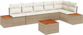 vidaXL Kerti Kanapé Szett párnával 6 pcs Beige és krém Polyrattan