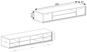 TV asztal/szekrény Milley 13 (LED világítással) (hikora). 1057886