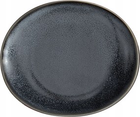 Tányér kerámia tál sötét minimalizmus szürke-fekete 22x19cm
