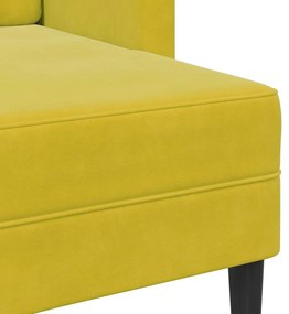 sárga bársony 2 üléses kanapé L-alakú kanapéval 125 cm