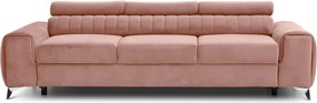 Rózsaszín bársony kinyitható kanapé 261 cm Laurence – ELTAP