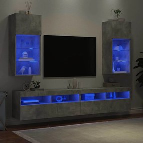 2 db betonszürke TV-szekrény LED-világítással 40,5 x 30 x 90 cm