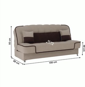 Kinyitható dívány, bézs/barna, PERSI