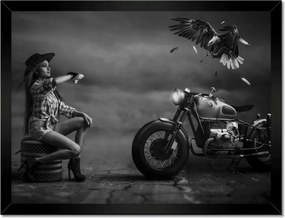 Poszterek keretben 40x30 Motorkerékpár és lány