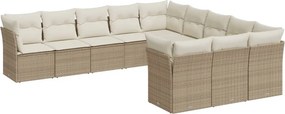 vidaXL 11 részes bézs polyrattan kerti ülőgarnitúra párnákkal