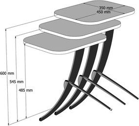 Pion Walnut tárolóasztal-készlet, 3 db