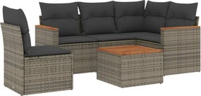vidaXL 6 részes szürke polyrattan kerti ülőgarnitúra párnákkal