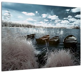 Kép - Fa csónak a tón (70x50 cm)