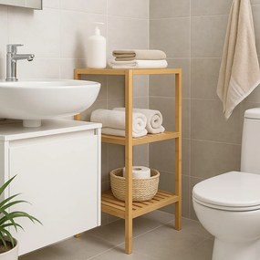Natúr színű bambusz fürdőszobai polcos állvány 37x83 cm Skaren – Bonami Essentials