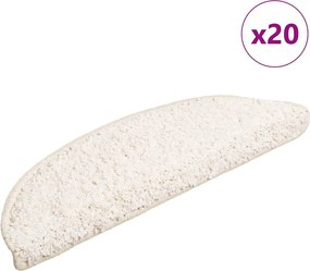 vidaXL 20 db fehér, félkör alakú lépcsőszőnyeg 56 x 17 x 3 cm